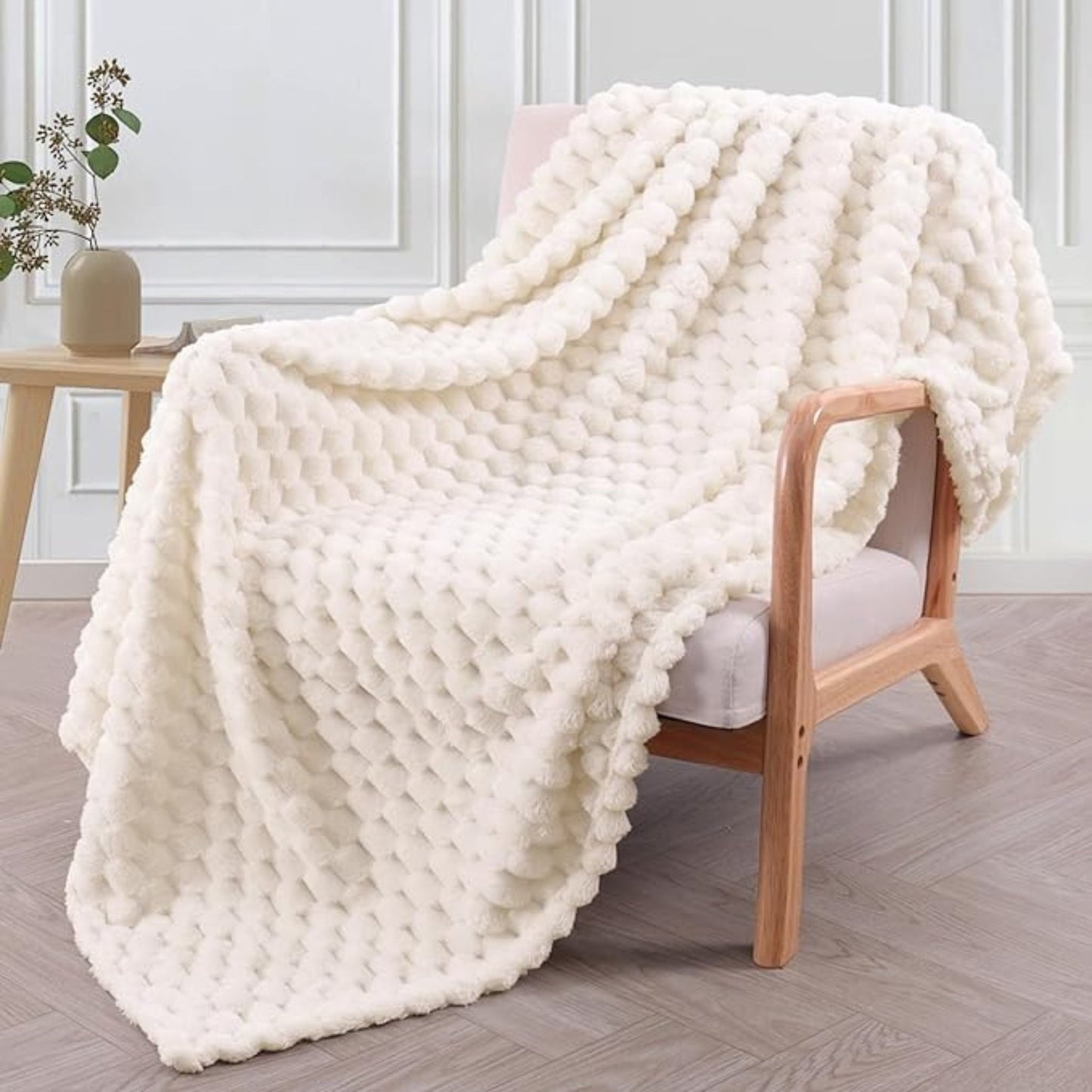 Luxurious warm cozy fluffy blanket for sofa and bedroom