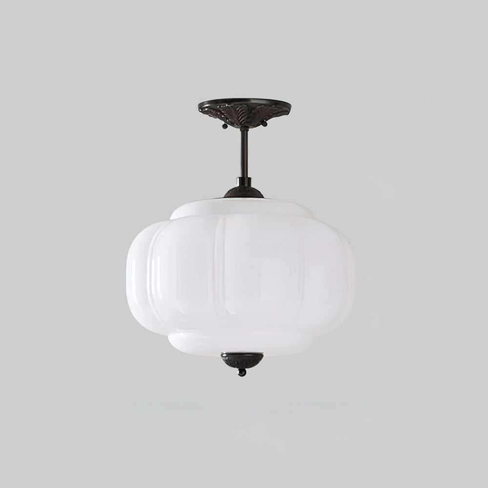 Lampa sufitowa z rzeźbionego szkła w stylu vintage