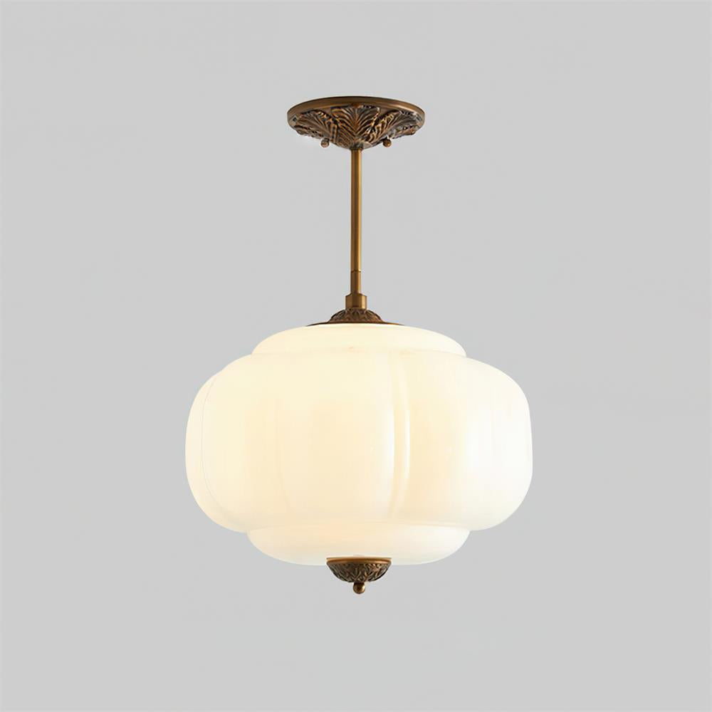 Lampa sufitowa z rzeźbionego szkła w stylu vintage
