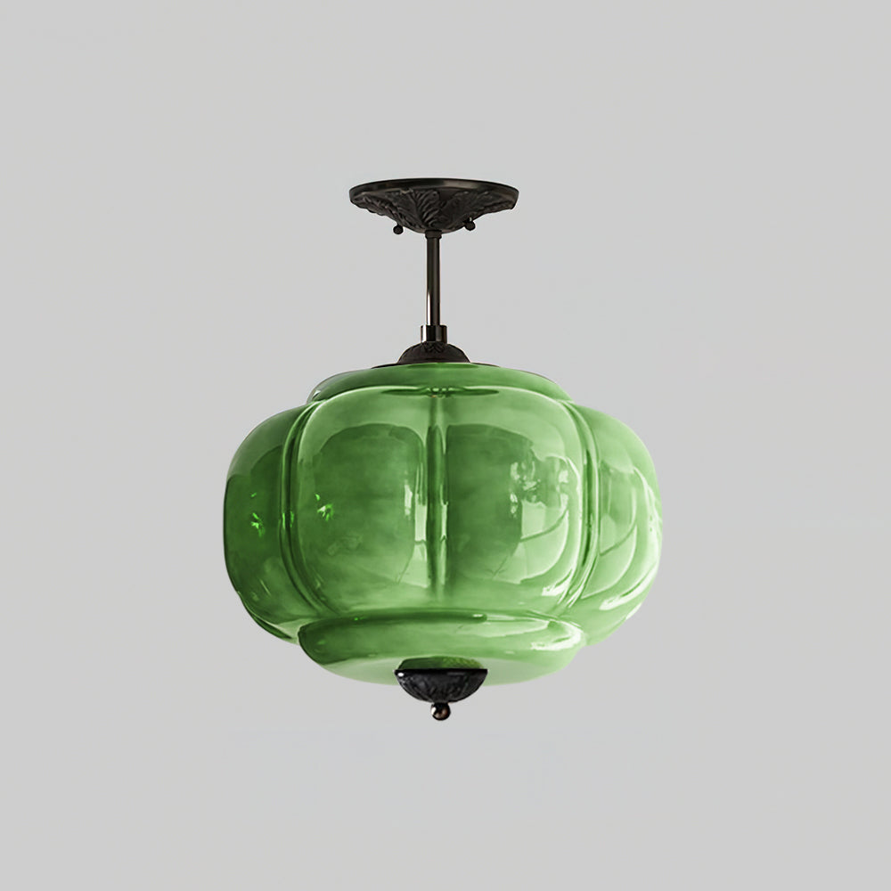 Lampa sufitowa z rzeźbionego szkła w stylu vintage