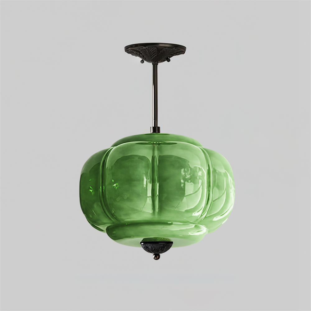 Lampa sufitowa z rzeźbionego szkła w stylu vintage