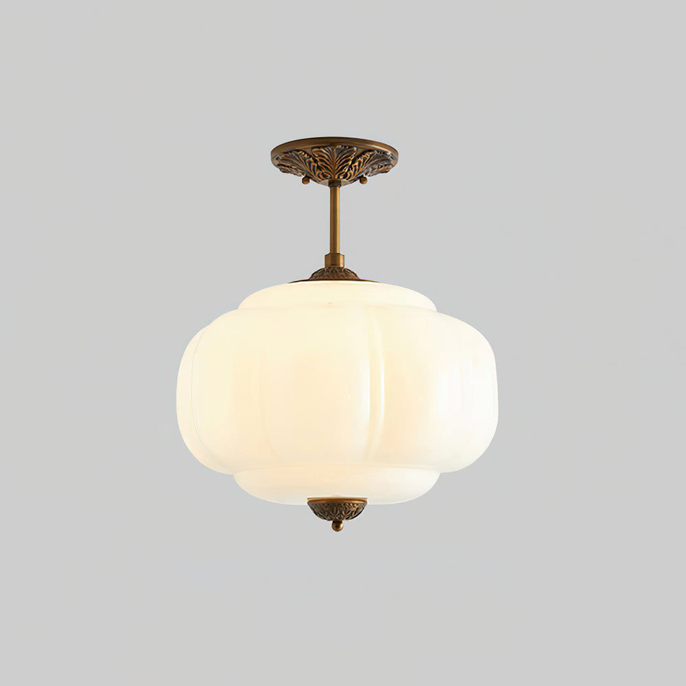 Lampa sufitowa z rzeźbionego szkła w stylu vintage