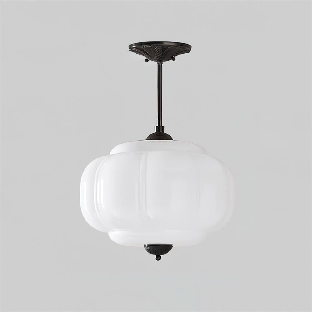 Lampa sufitowa z rzeźbionego szkła w stylu vintage