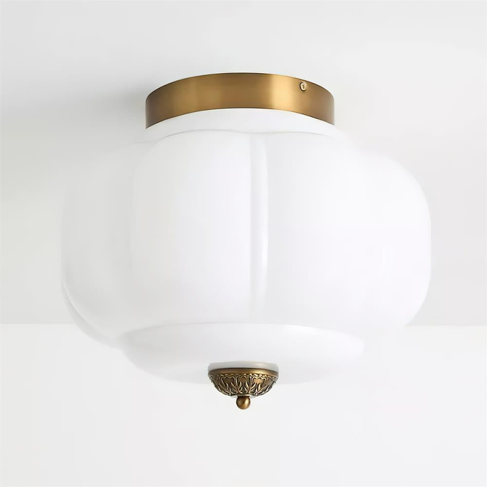 Retro zielona lampa sufitowa do montażu wpuszczanego z złotymi akcentami
