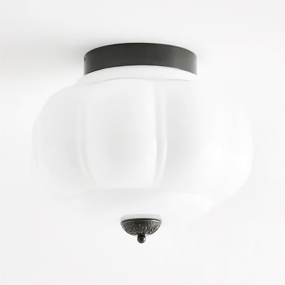 Retro zielona lampa sufitowa do montażu wpuszczanego z złotymi akcentami