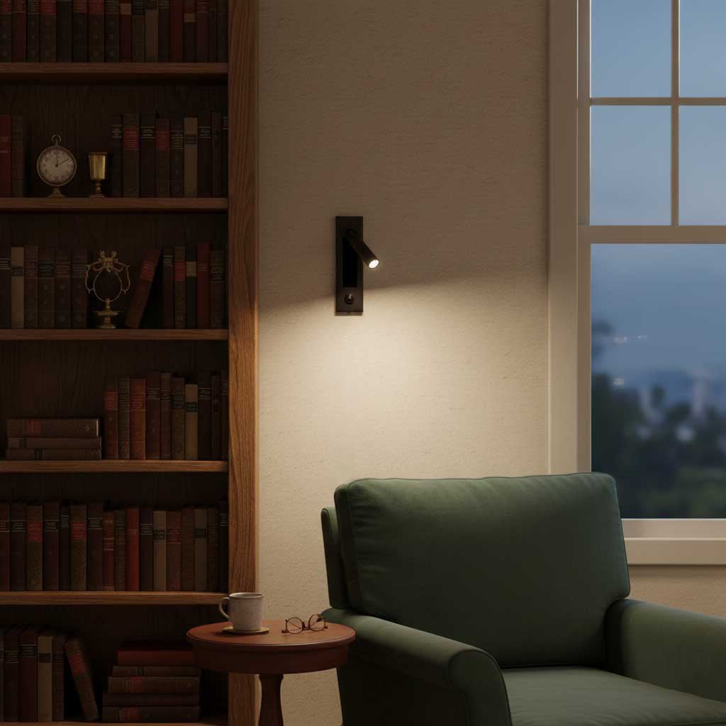 Regulowana ścienna lampka nocna z ukrytym włącznikiem