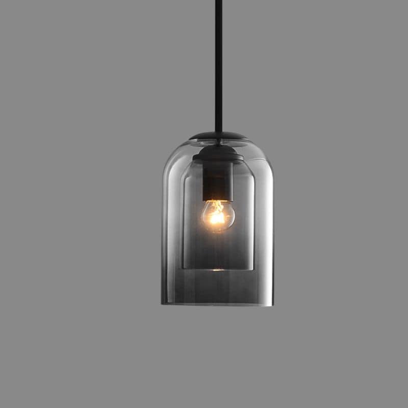 Klasyczna szklana lampa wisząca z połowy wieku z podwójnym przezroczystym szkłem