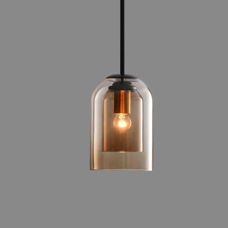 Klasyczna szklana lampa wisząca z połowy wieku z podwójnym przezroczystym szkłem