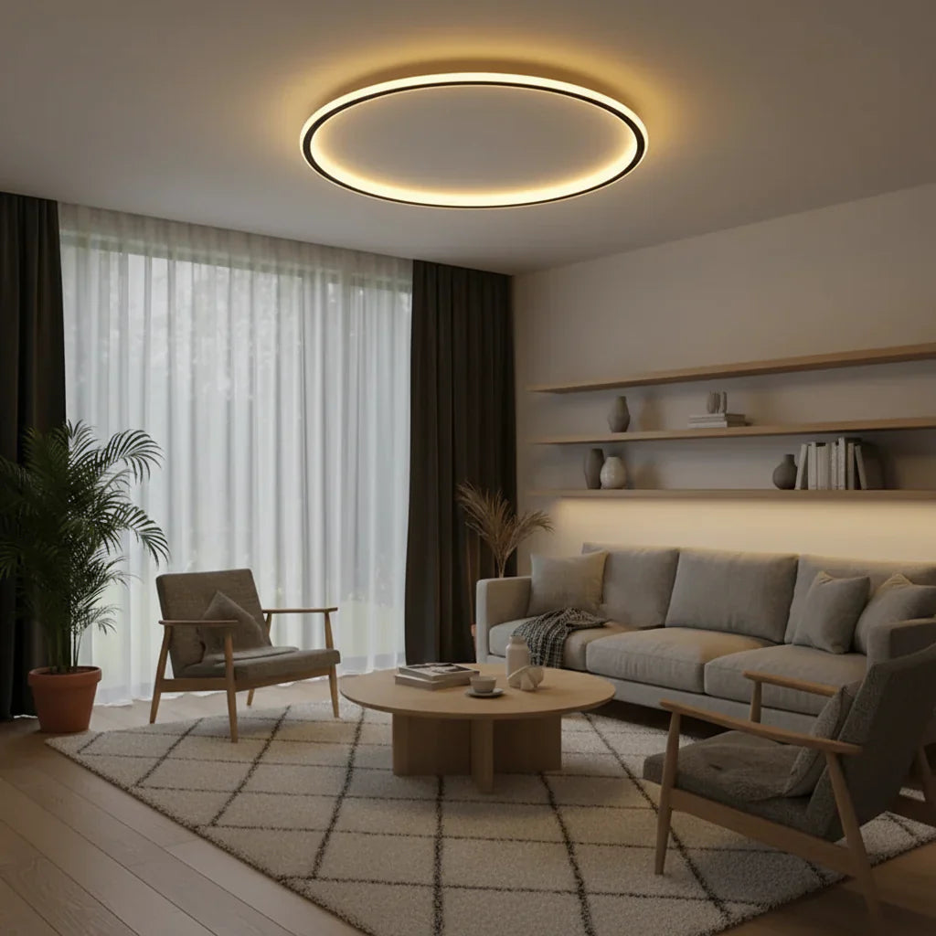 Nowoczesna skandynawska okrągła lampa sufitowa LED do salonu