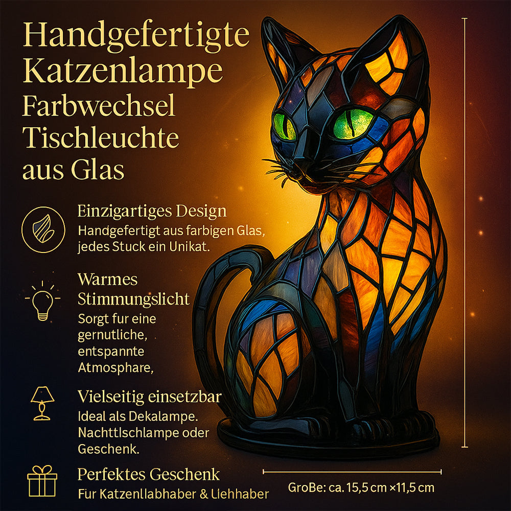Decorative mosaic glass cat-shaped table lamp