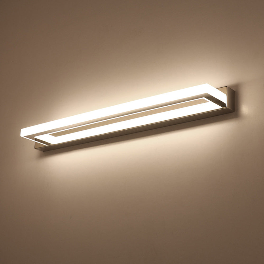 Atmosferyczna prostokątna lampa ścienna LED z lustrzanym frontem – nowoczesne oświetlenie domowe