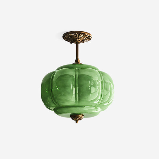 Lampa sufitowa z rzeźbionego szkła w stylu vintage