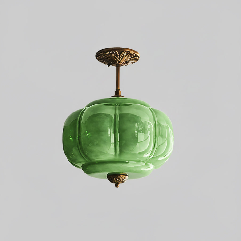 Lampa sufitowa z rzeźbionego szkła w stylu vintage