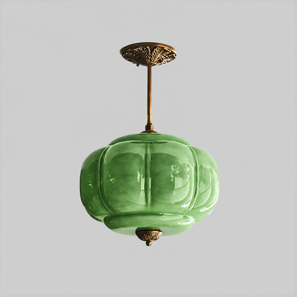 Lampa sufitowa z rzeźbionego szkła w stylu vintage