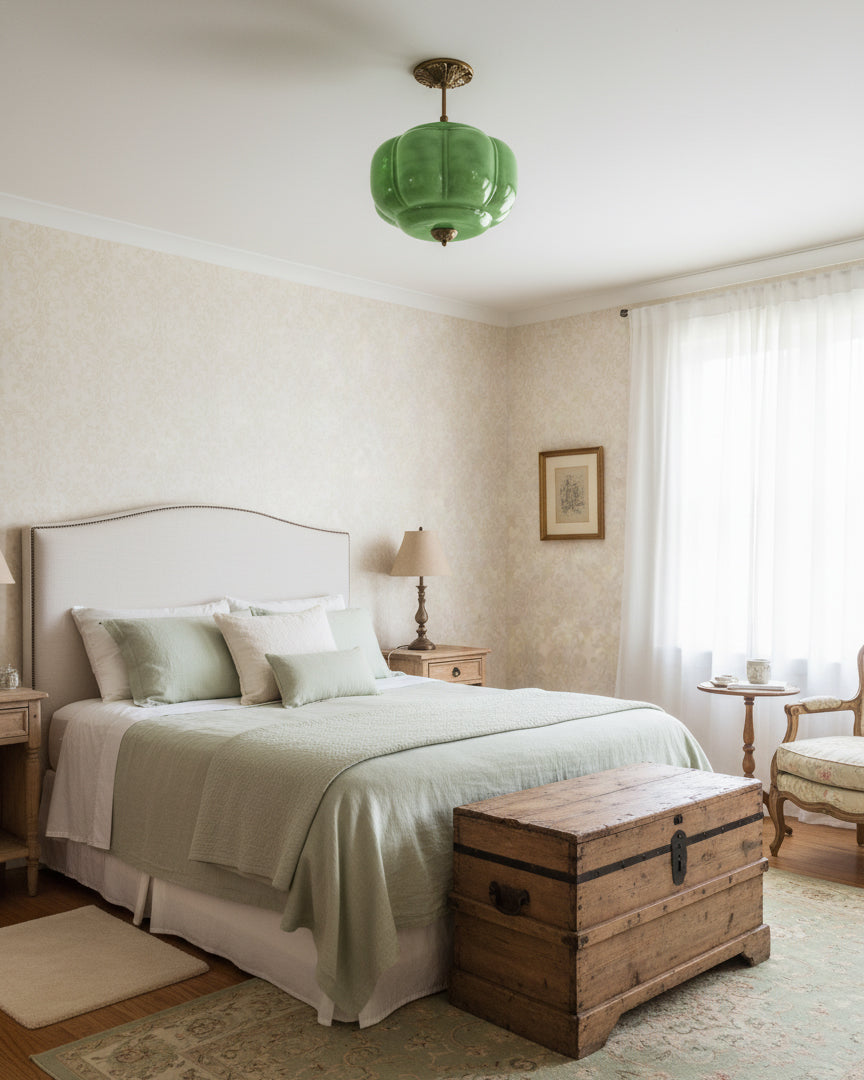 Lampa sufitowa z rzeźbionego szkła w stylu vintage