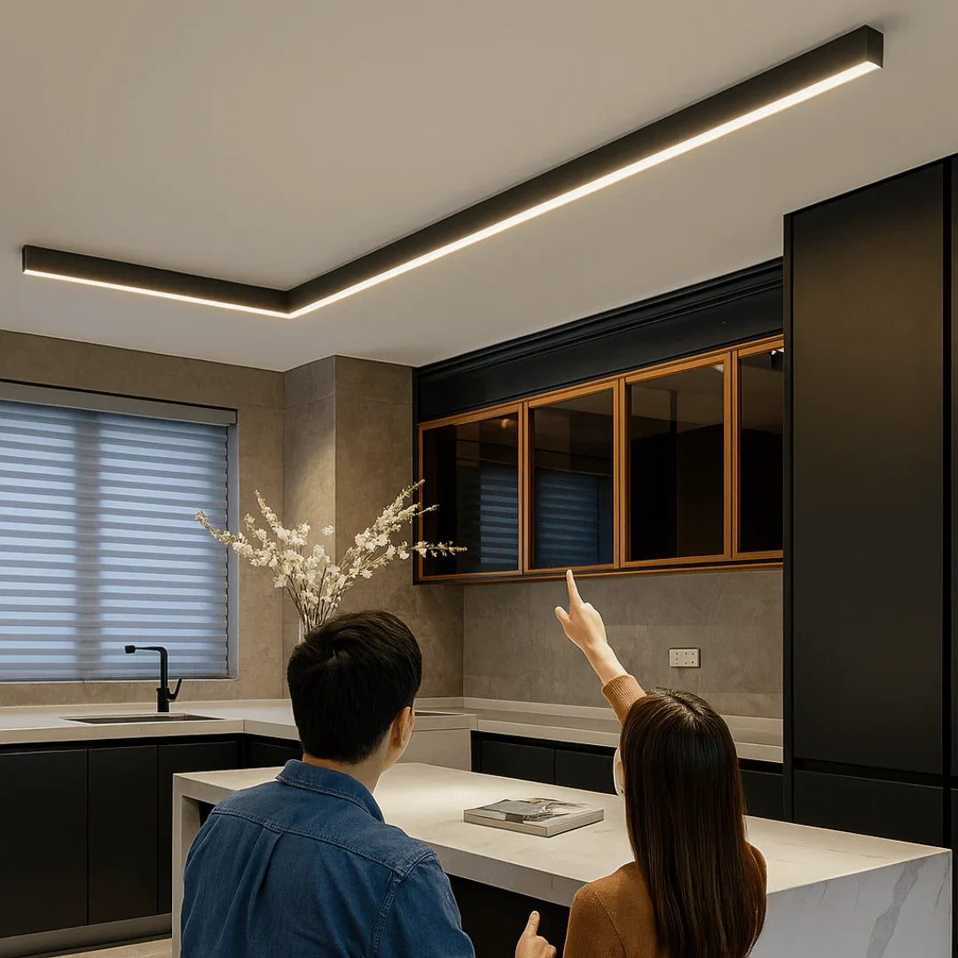 Smukłe liniowe lampy sufitowe LED w stylu skandynawskim