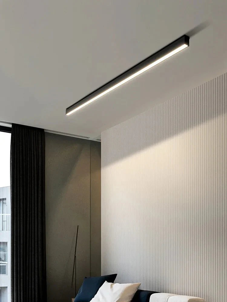 Smukłe liniowe lampy sufitowe LED w stylu skandynawskim