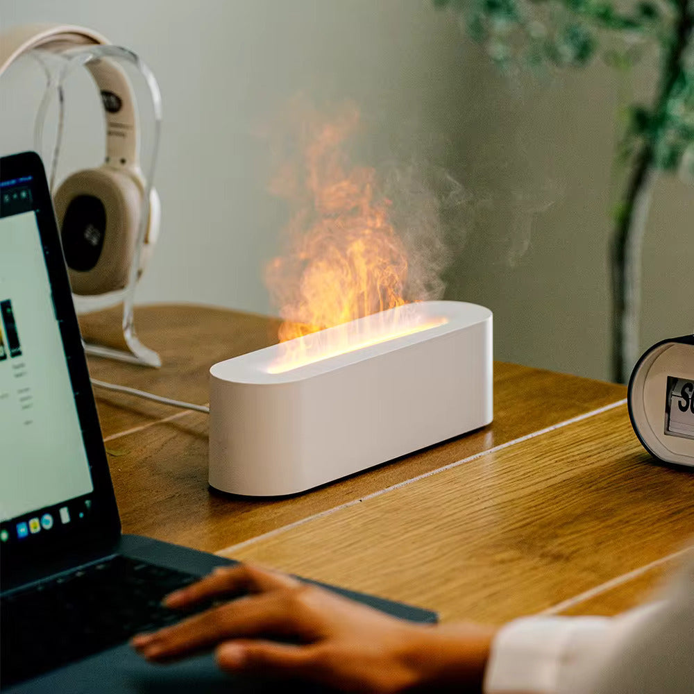 Stylowy zaawansowany nawilżacz powietrza USB z efektem płomienia