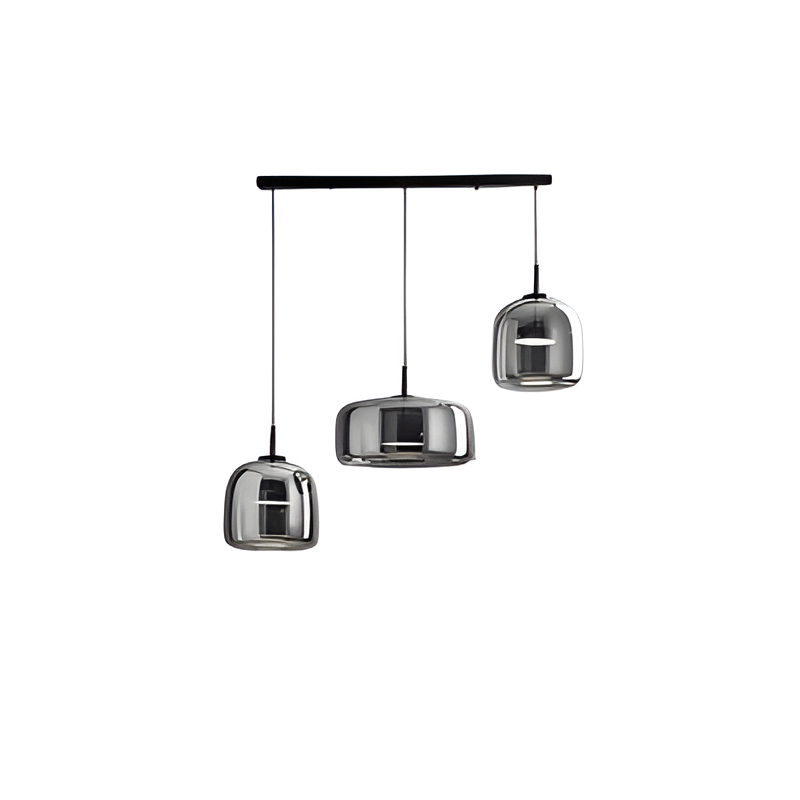 Lampa wisząca w stylu mid-century z trzema kloszami i regulowanymi przewodami