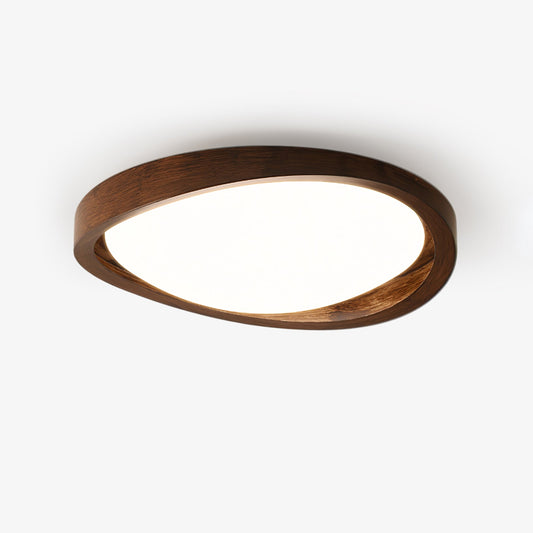 Nowoczesna lampa sufitowa LED z zaokrąglonymi krawędziami w stylu orzechowym