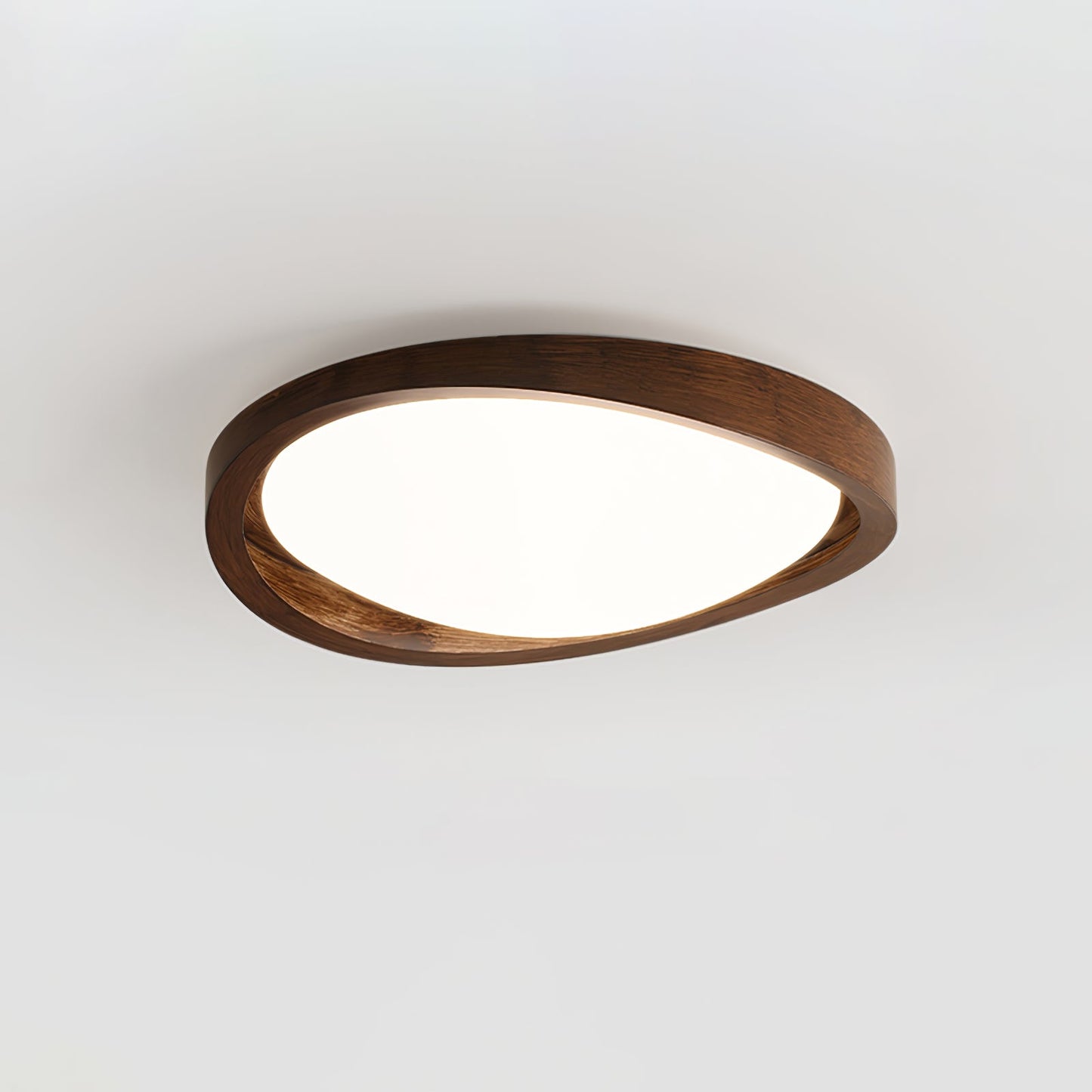 Nowoczesna lampa sufitowa LED z zaokrąglonymi krawędziami w stylu orzechowym