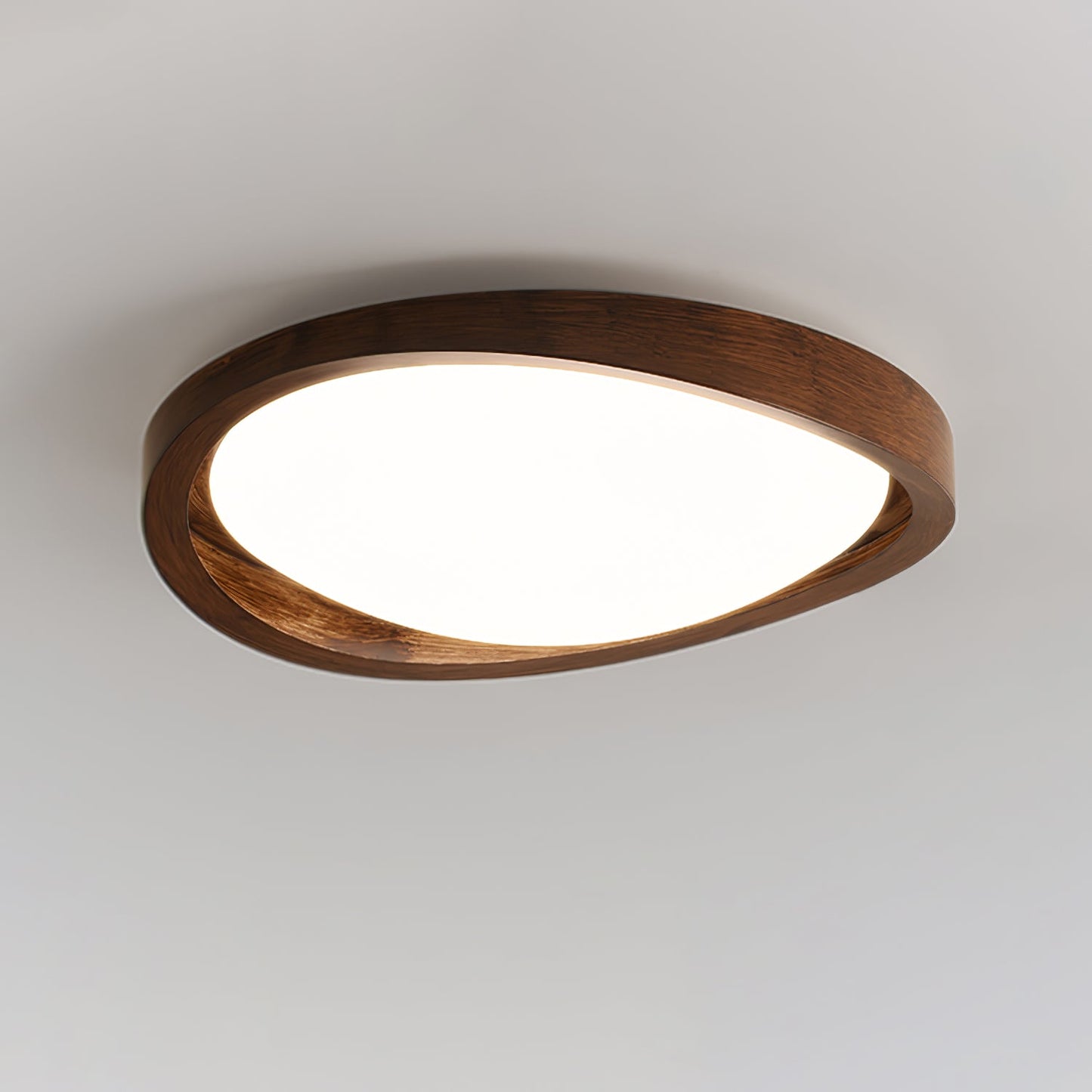 Nowoczesna lampa sufitowa LED z zaokrąglonymi krawędziami w stylu orzechowym