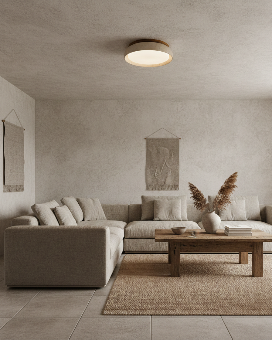 Rzeźbiona lampa sufitowa do montażu wpuszczanego, inspirowana kamieniem