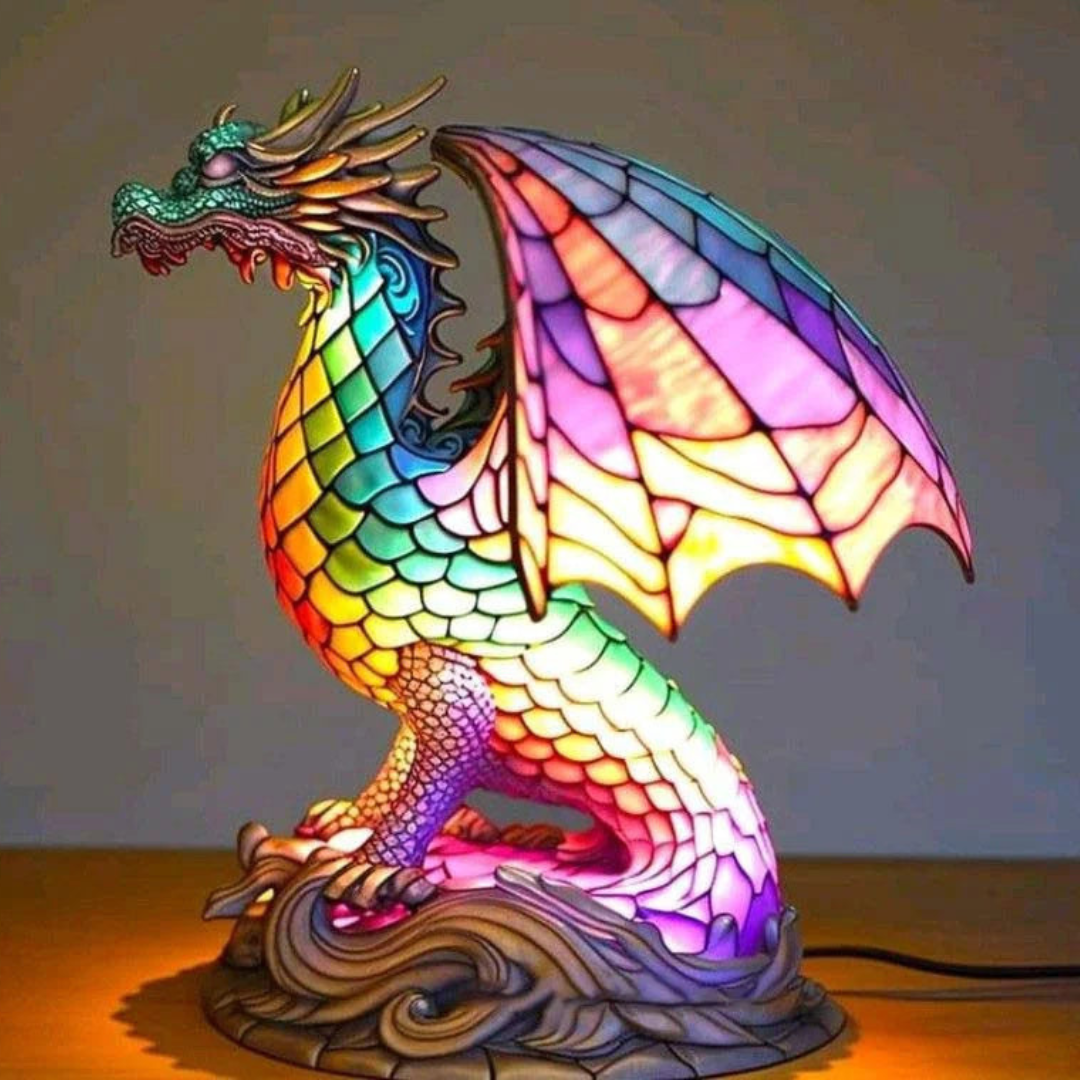 Decorative artistic multicolored glass animal table lamp