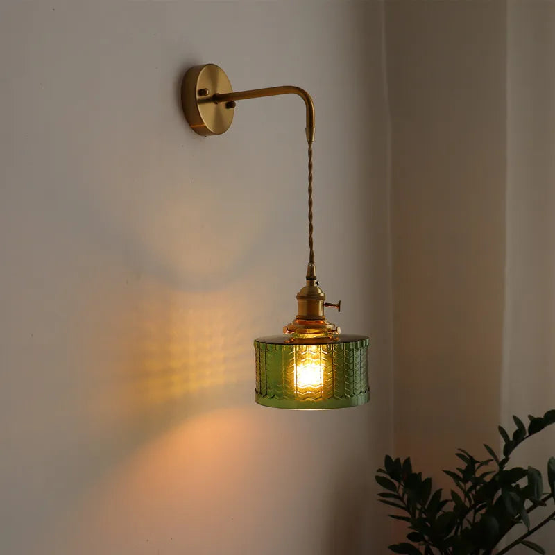 Wytworna klasyczna japońska lampa ścienna LED ze szkłem