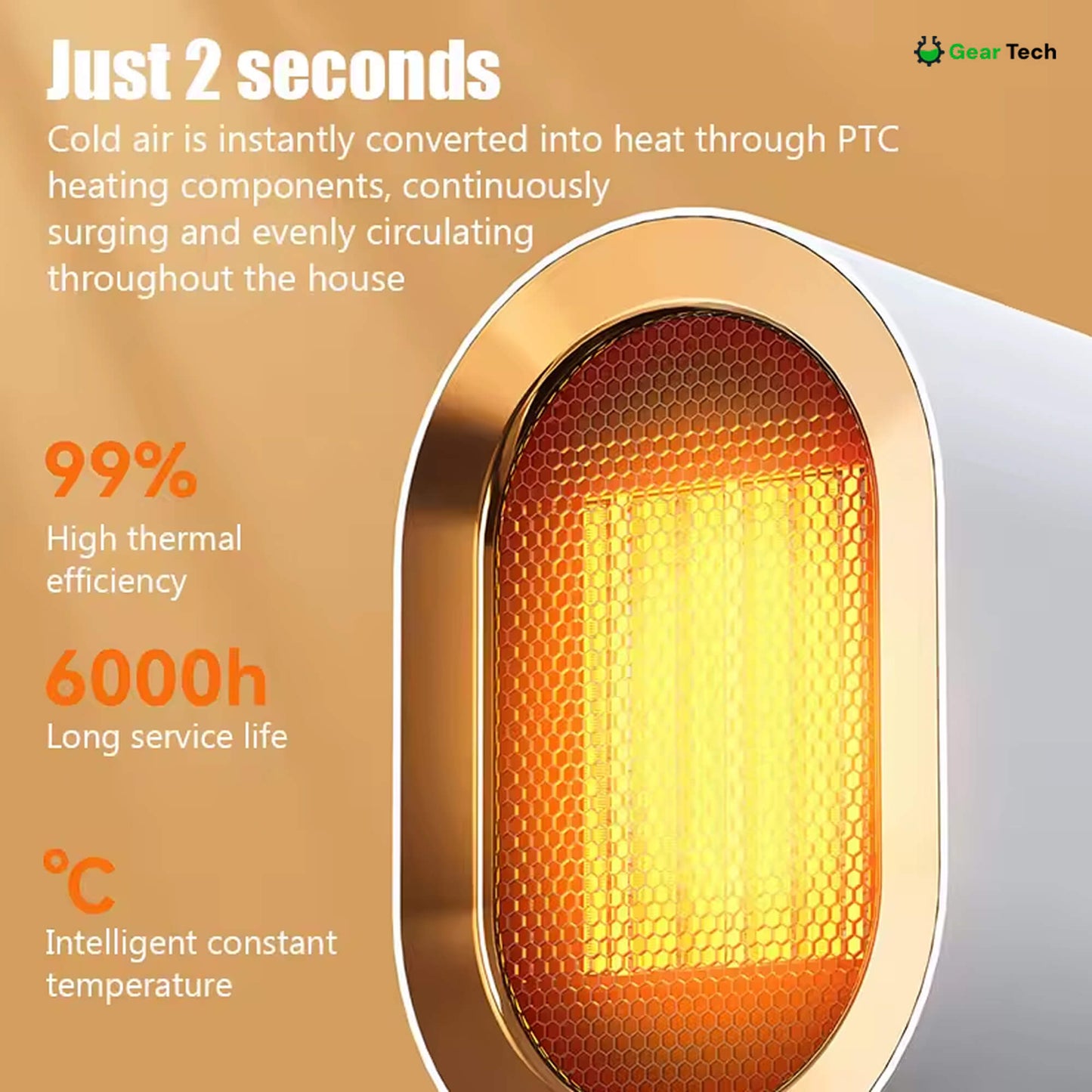 Kompaktowy energooszczędny grzejnik elektryczny 800 W PTC – Ceramiczny grzejnik pokojowy do domowego biura