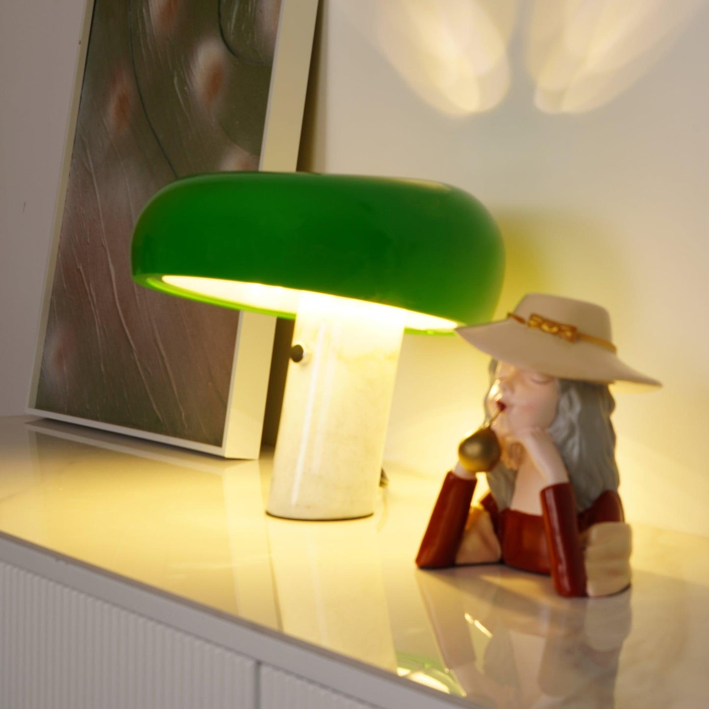 Dekoracyjna grzybowa marmurowa lampa stołowa na biurko