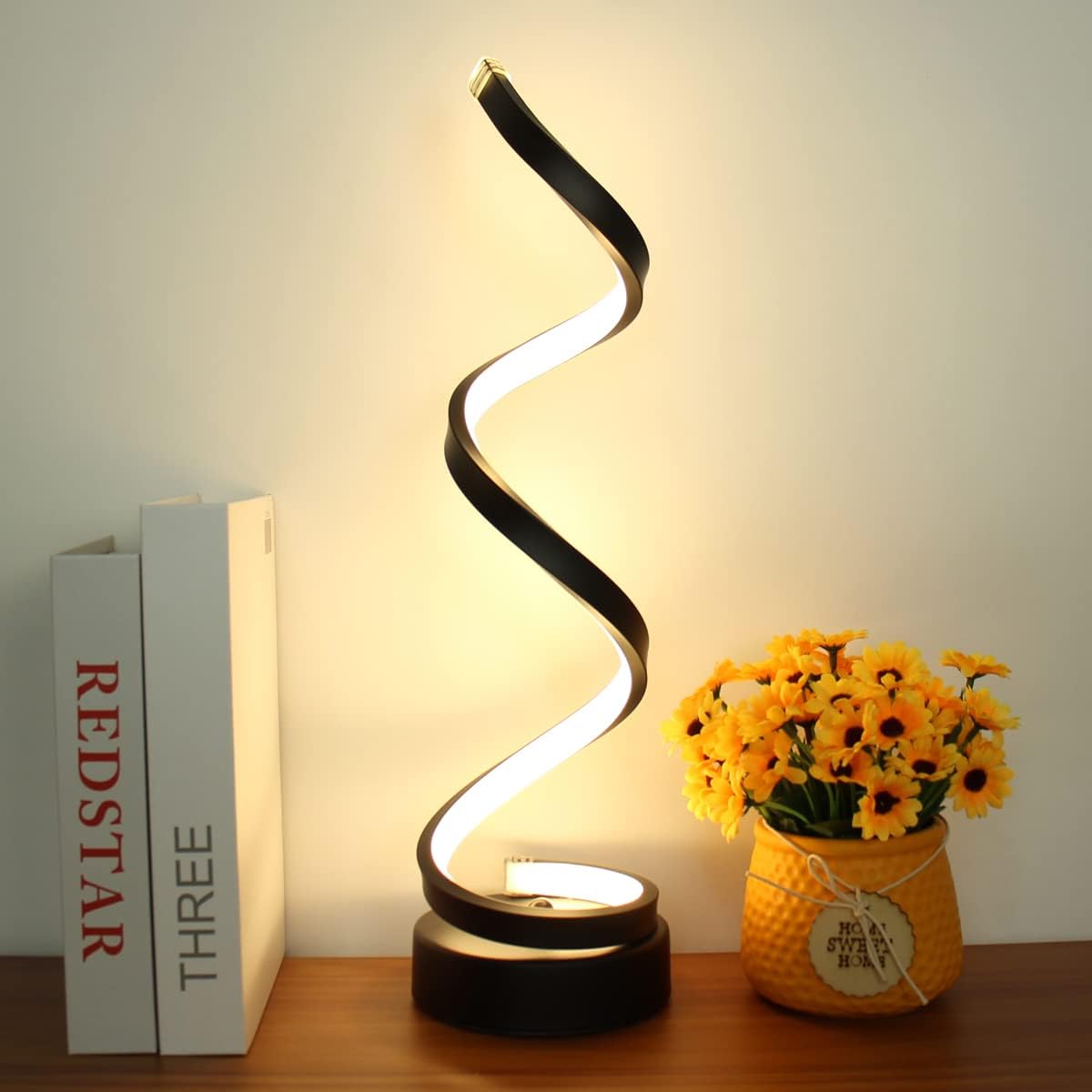 Spiralna lampa stołowa LED nowoczesny design regulacja jasności