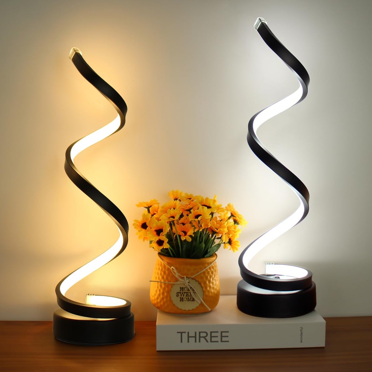 Spiralna lampa stołowa LED nowoczesny design regulacja jasności