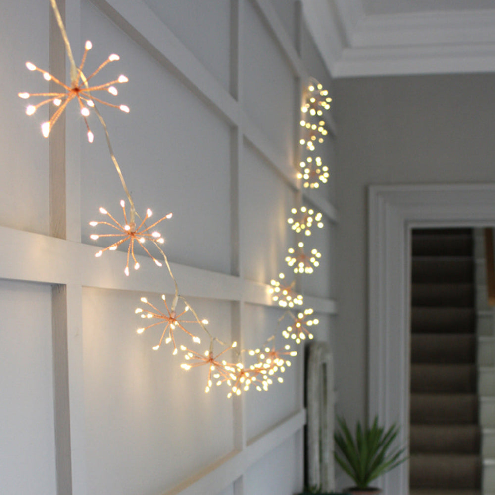 Świetlisty efekt fajerwerków LED Fairy string z ciepłą bielą