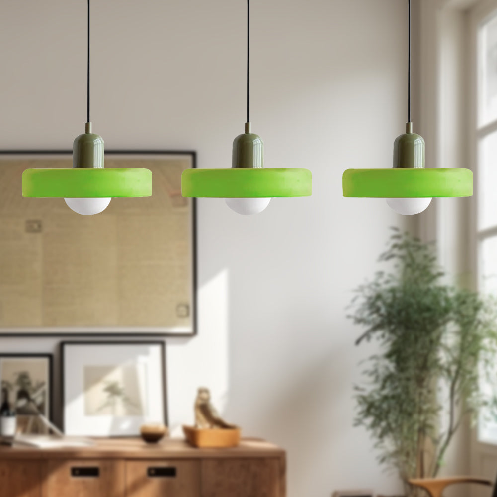 Dekoracyjna kolorowa potrójna lampa sufitowa z kloszami ze szkła