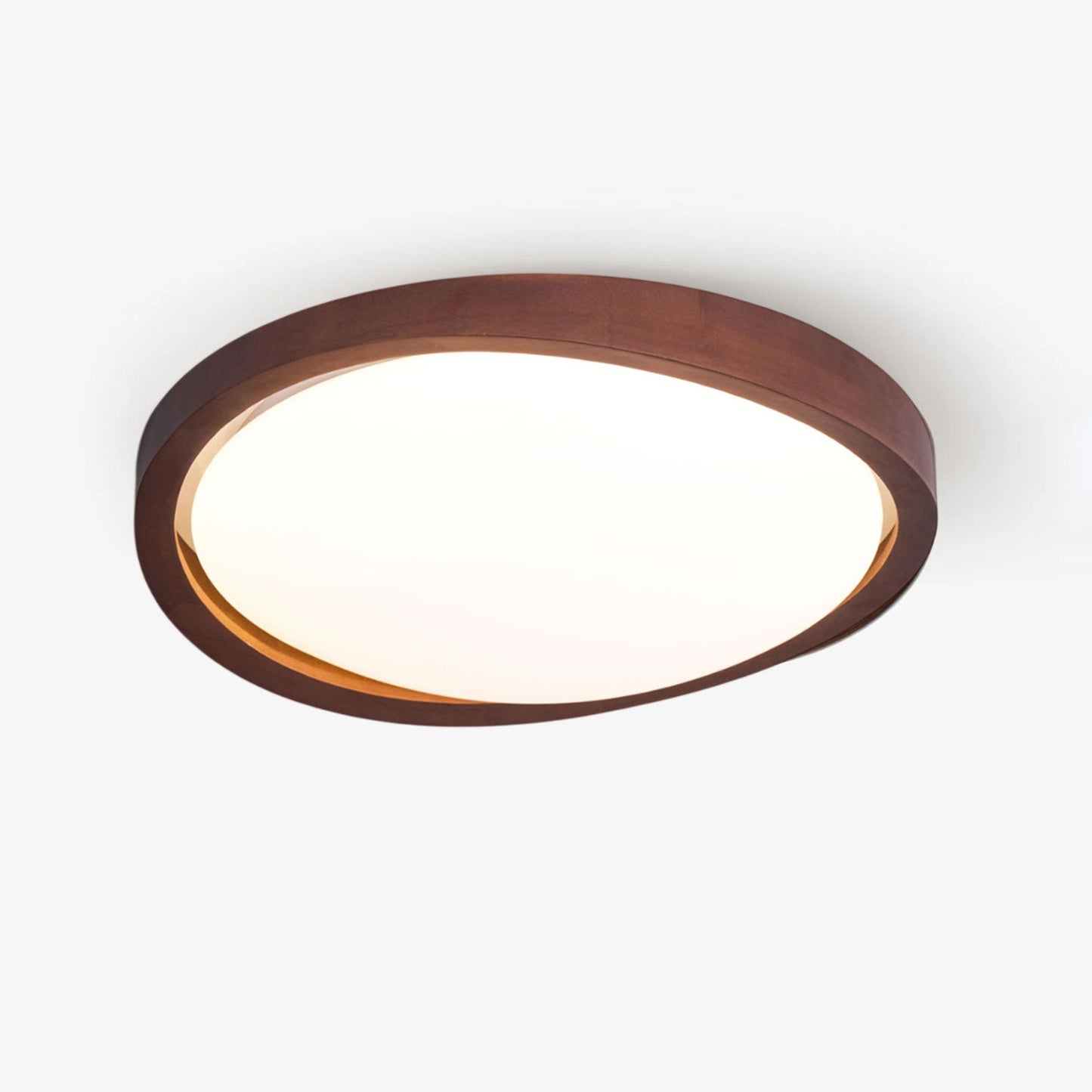 Nowoczesna lampa sufitowa LED z zaokrąglonymi krawędziami w stylu orzechowym