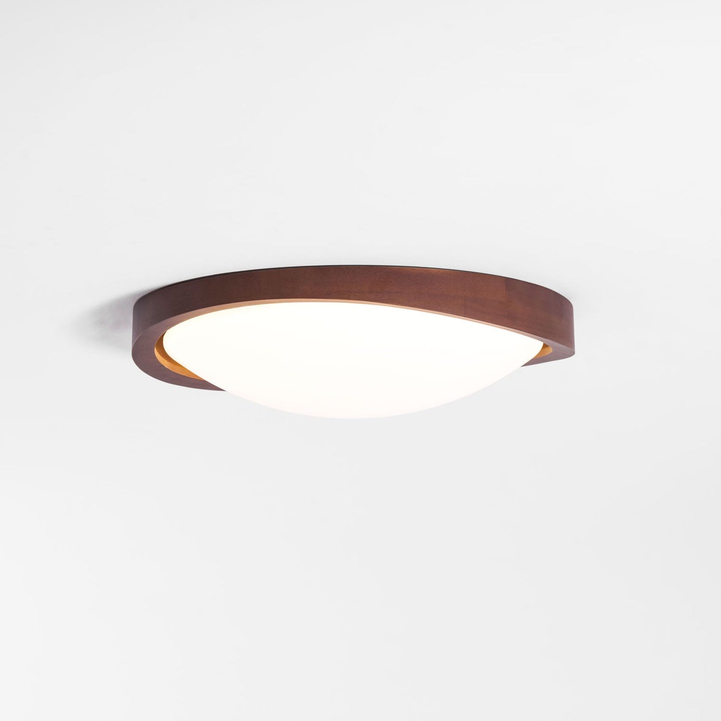 Nowoczesna lampa sufitowa LED z zaokrąglonymi krawędziami w stylu orzechowym