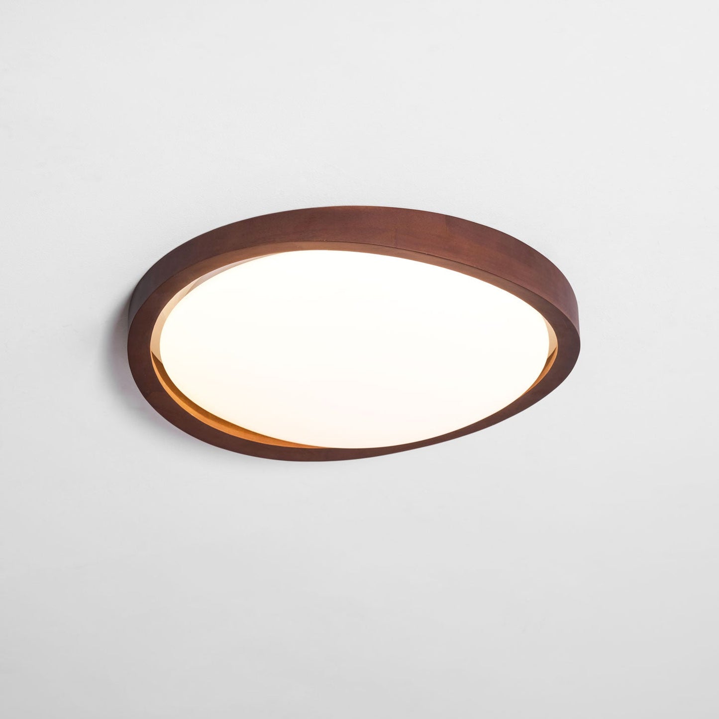 Nowoczesna lampa sufitowa LED z zaokrąglonymi krawędziami w stylu orzechowym