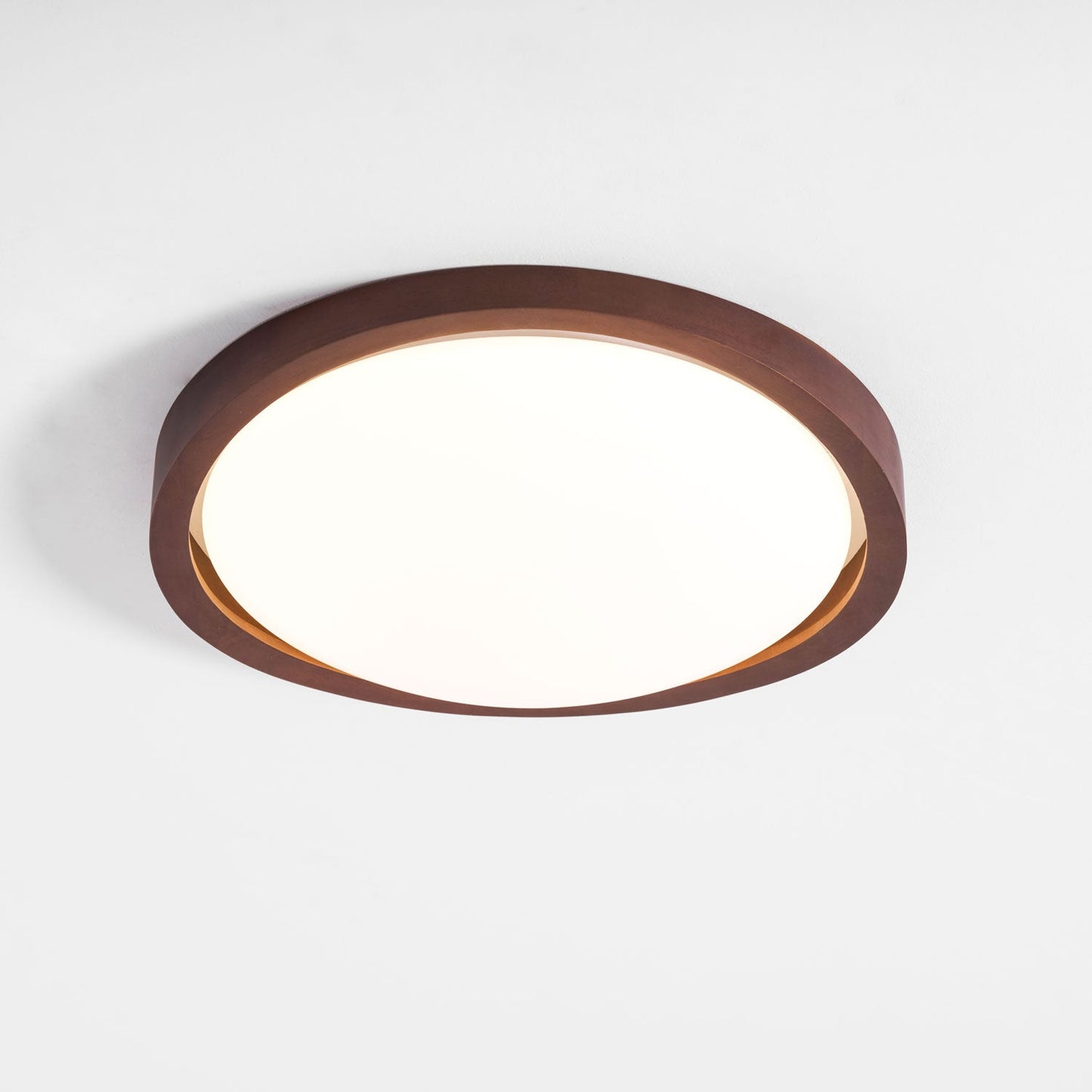 Nowoczesna lampa sufitowa LED z zaokrąglonymi krawędziami w stylu orzechowym