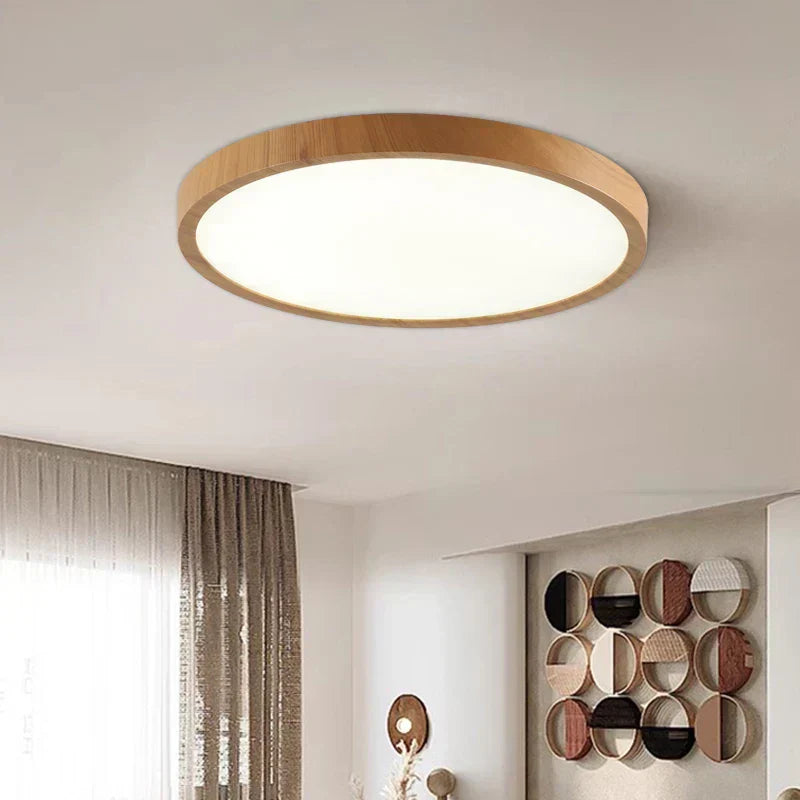 Relaksująca drewniana lampa sufitowa LED Japandi do domu