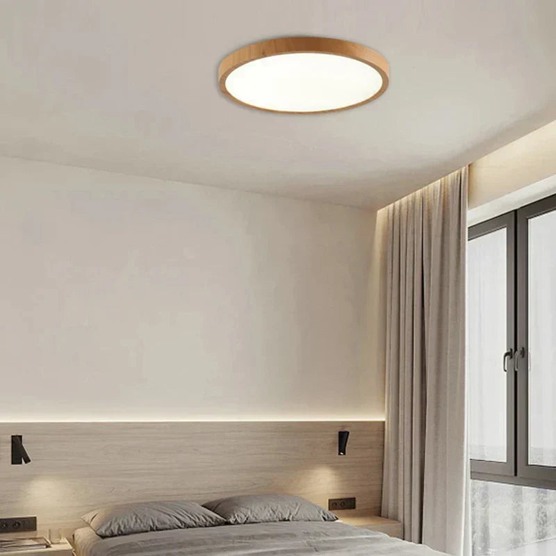 Relaksująca drewniana lampa sufitowa LED Japandi do domu
