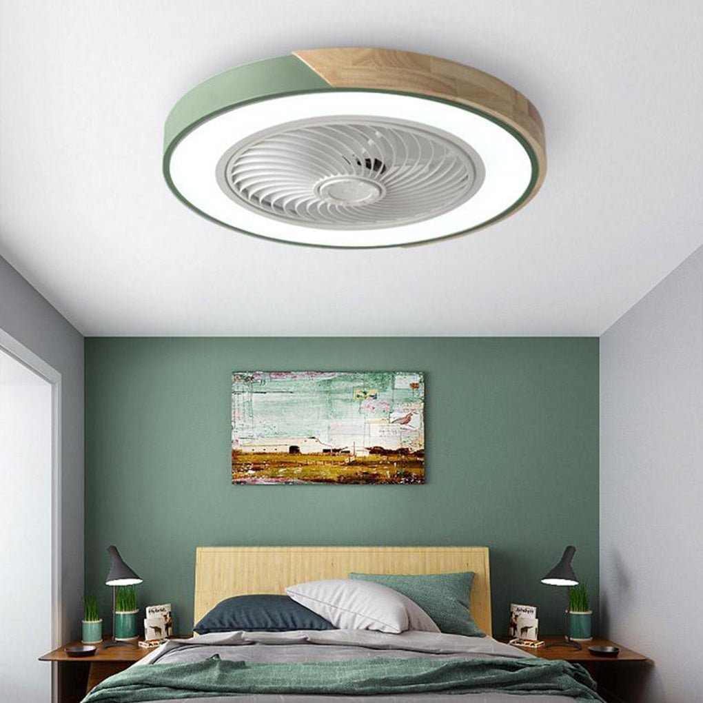 Kompaktowa praktyczna bezłopatkowa lampa sufitowa LED z wentylatorem