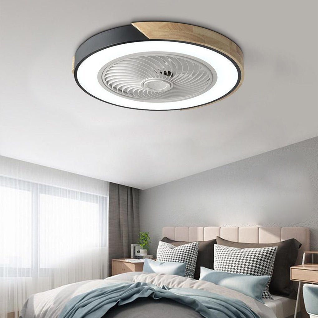 Kompaktowa praktyczna bezłopatkowa lampa sufitowa LED z wentylatorem
