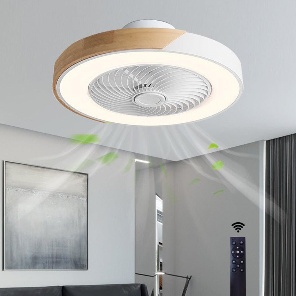 Kompaktowa praktyczna bezłopatkowa lampa sufitowa LED z wentylatorem
