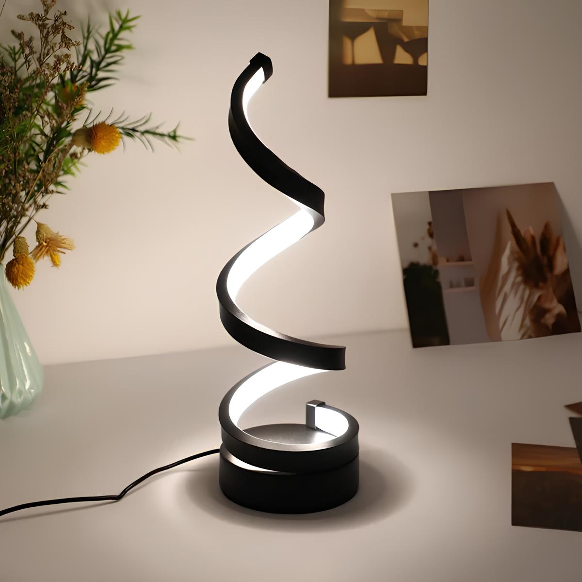 Spiralna lampa stołowa LED nowoczesny design regulacja jasności