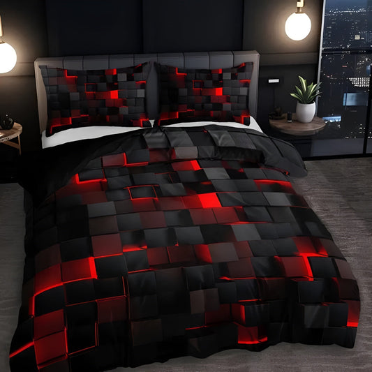 Geometryczna Pościel 3D Komplet - 3 Elementy Neonowy Wzór