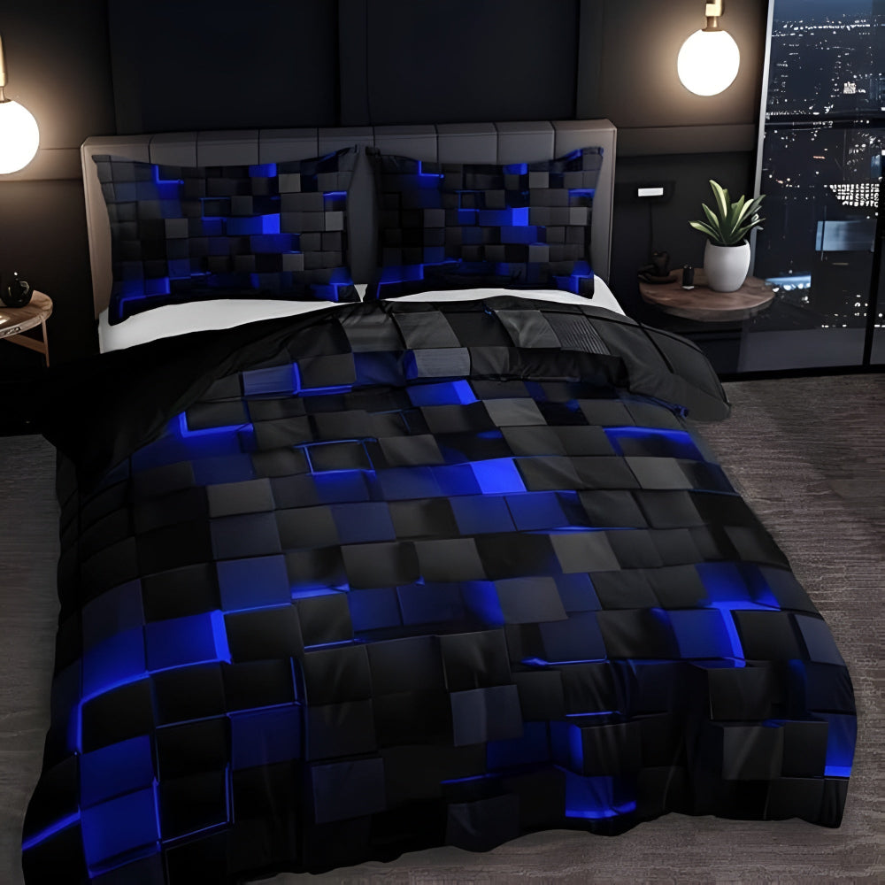 Geometryczna Pościel 3D Komplet - 3 Elementy Neonowy Wzór