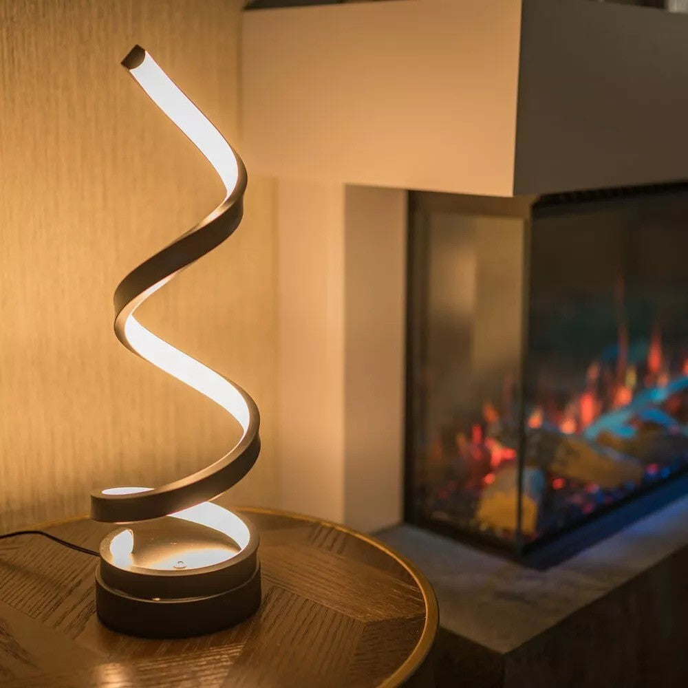 Spiralna lampa stołowa LED nowoczesny design regulacja jasności