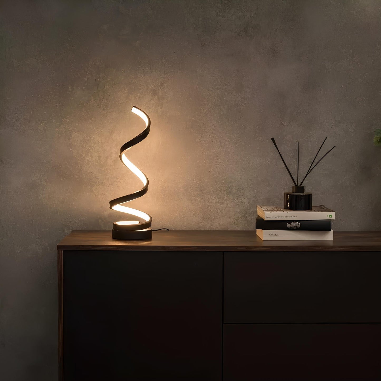 Spiralna lampa stołowa LED nowoczesny design regulacja jasności