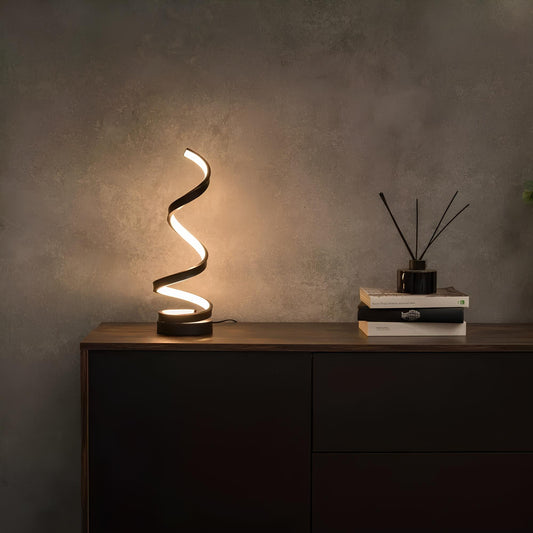 Spiralna lampa stołowa LED nowoczesny design regulacja jasności